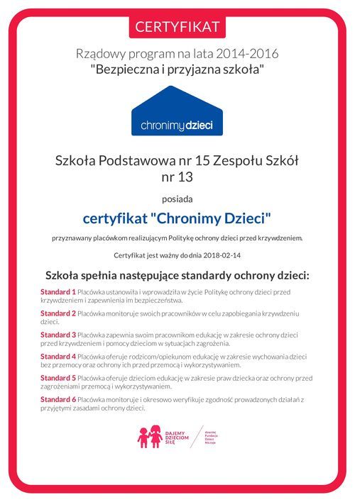 Jastrzębska podstawówka otrzymała certyfikat „Chronimy dzieci”, ZS nr 13 w Jastrzębiu-Zdroju