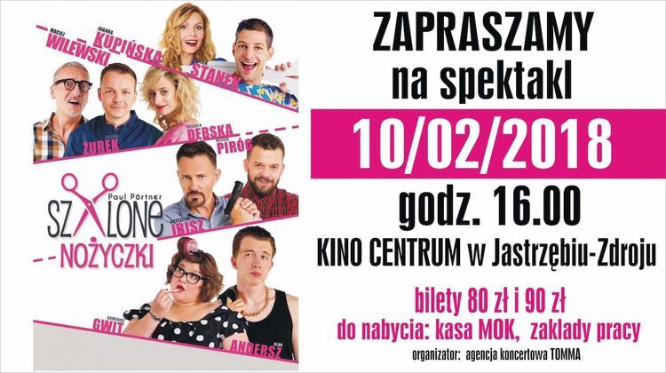 Gwiazdy polskiego teatru zagrają w Jastrzębiu „Szalone nożyczki”, MOK w Jastrzębiu-Zdroju