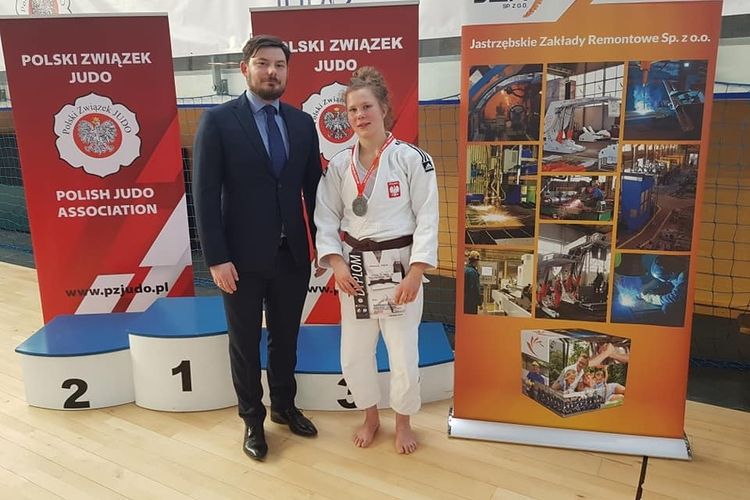 Jagoda Tąta na podium Mistrzostw Polski, FB: Klub Judo Koka Jastrzębie