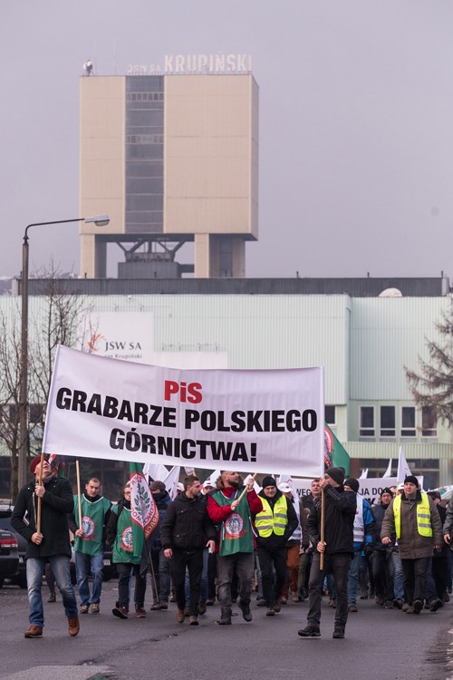 Górnicy kopalni Krupiński blokowali drogę, Dominik Gajda