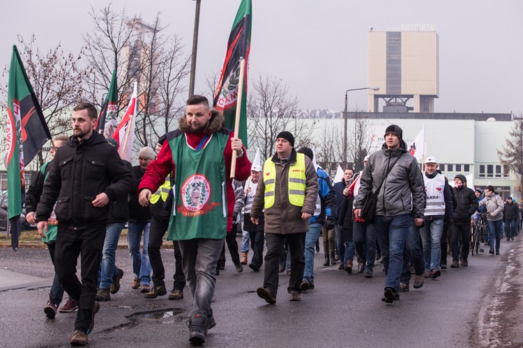 Górnicy kopalni Krupiński blokowali drogę, Dominik Gajda