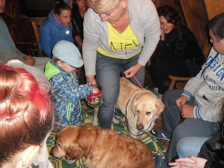Psy jako terapeuci. Podopieczni „Tęczy” wzięli udział w dogoterapii, Stowarzyszenie Na Rzecz Dzieci Niepełnosprawnych i Ich Rodziców „Tęcza”