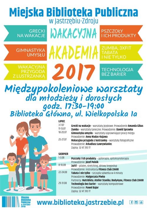 Wakacyjna Akademia 2017, czyli międzypokoleniowe warsztaty w bibliotece, MBP w Jastrzębiu-Zdroju