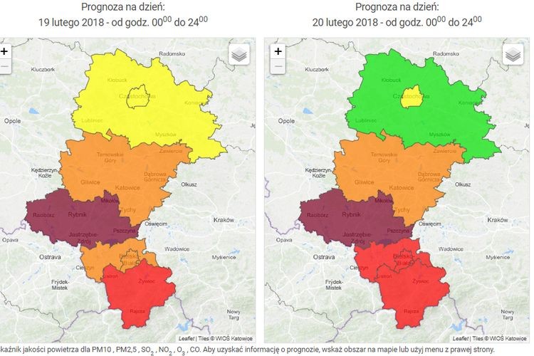 Alarm - dziś i jutro uderzy smog! Mapa purpurowa!, spjp.katowice.wios.gov.pl/