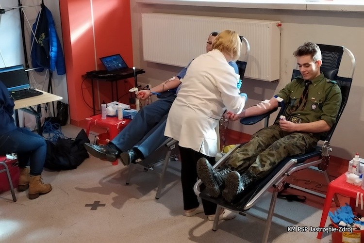 Pierwsza stacjonarna akcja krwiodawstwa w KM PSP Jastrzębie-Zdrój, materiał prasowy