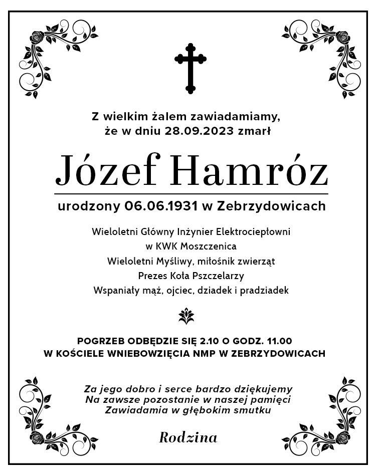 Zmarł Józef Hamróz. Prezes Koła Pszczelarzy, 