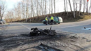 Groźny wypadek z udziałem motocyklisty