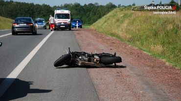 Motocyklista po zderzeniu z ciężarówką w ciężkim stanie trafił do szpitala