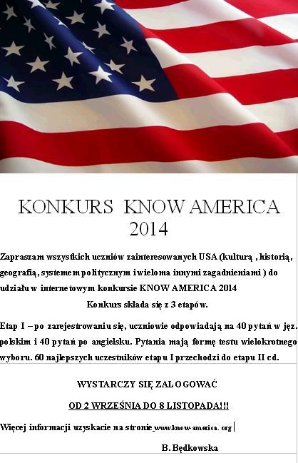 ZS2: konkurs „Know America 2014”, Materiały prasowe