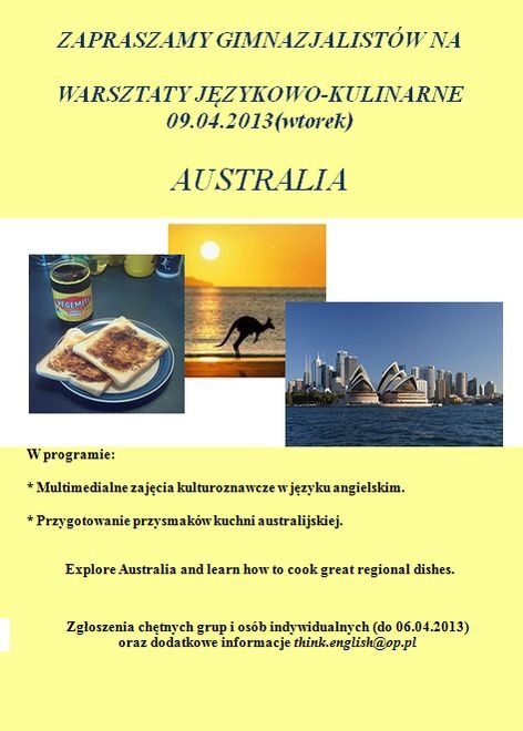 ZS2: dzień otwarty i warsztaty dotyczące Australii , Materiały prasowe
